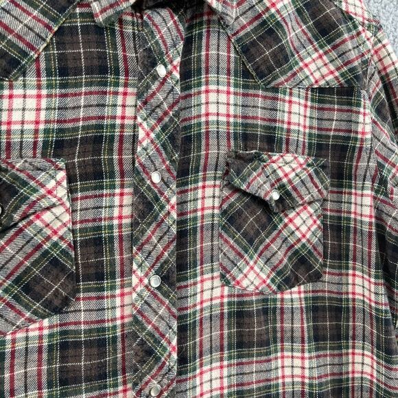 Vintage Wrangler Western Pearl Snap Plaid Rodeo Shirt Blouse Size Large - Picture 4 of 12